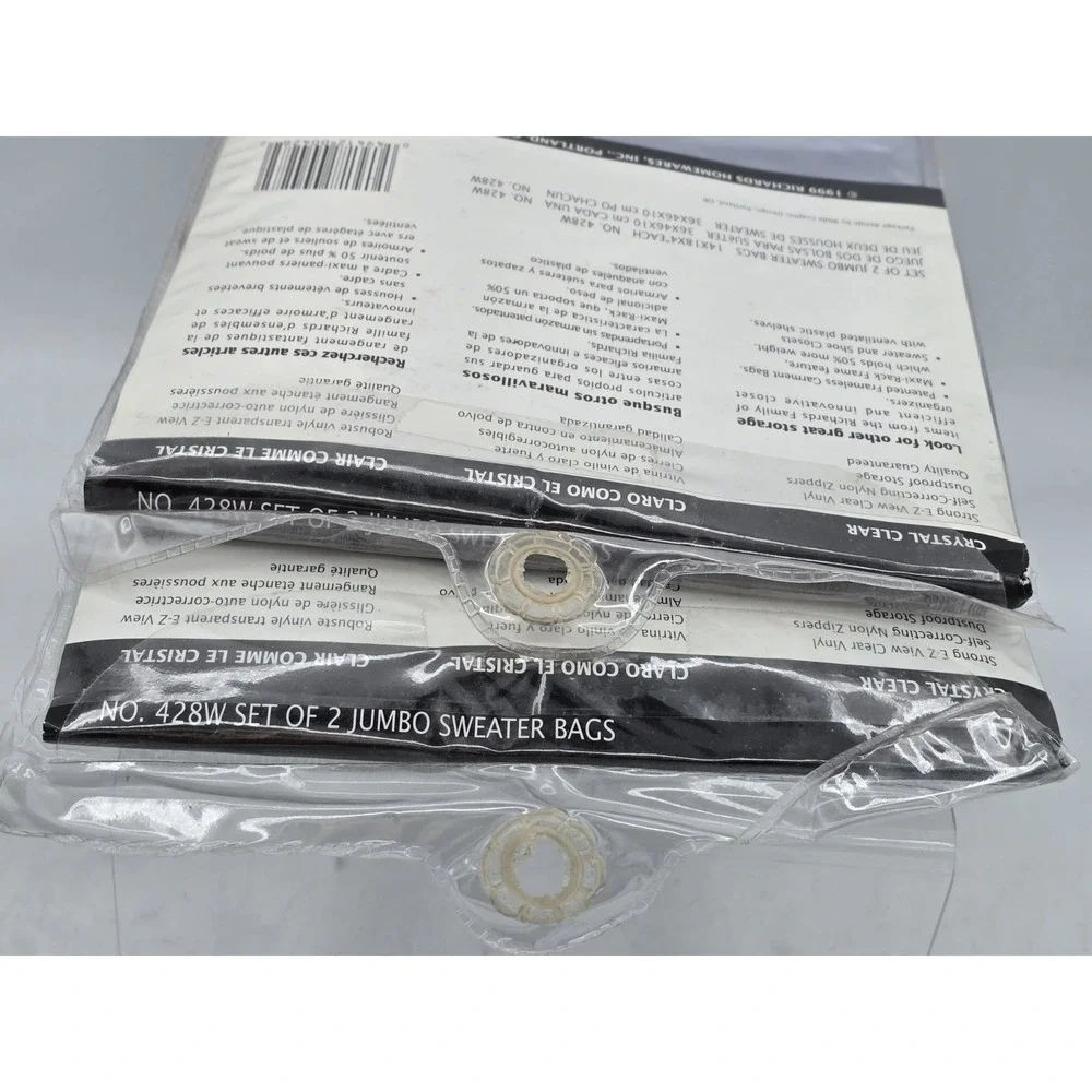 4 Bags - Multi Sweater Garment Storage Vinyl Cover Ups by Richards 14x18x4 NEW